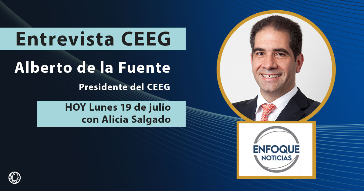 Alberto de la Fuente, Presidente del CEEG, con Alicia Salgado, Enfoque Noticias